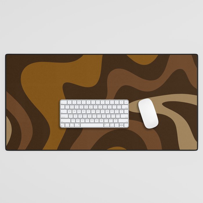 Retro Liquid Swirl Abstract Pattern Square in Brown Tones Desk Mat Gallery Image 1