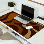 Retro Liquid Swirl Abstract Pattern Square in Brown Tones Desk Mat Gallery Image 2