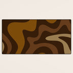 Retro Liquid Swirl Abstract Pattern Square in Brown Tones Desk Mat Gallery Image 3