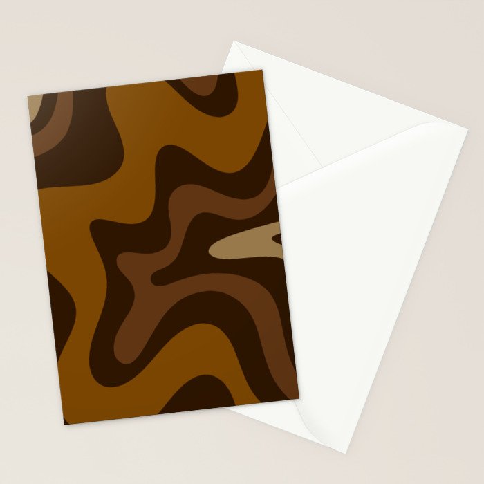 Retro Liquid Swirl Abstract Pattern Square in Brown Tones Stationery Card Gallery Image 2