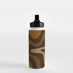 Retro Liquid Swirl Abstract Pattern Square in Brown Tones Water Bottle Gallery Image 2