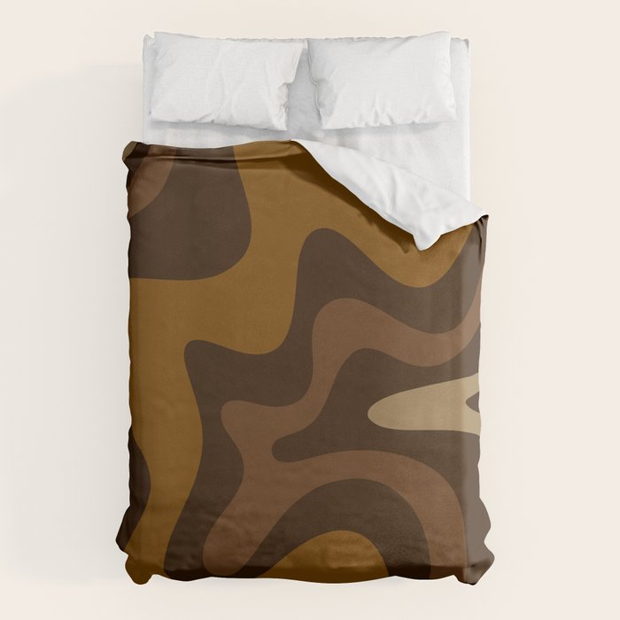 Retro Liquid Swirl Abstract Pattern Square in Brown Tones Duvet Cover Gallery Image 6