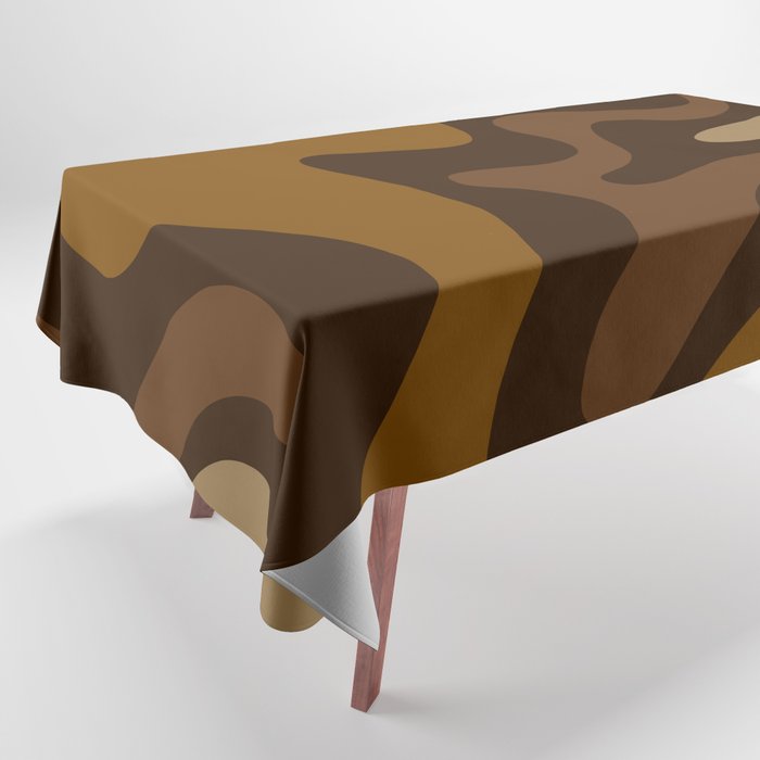 Retro Liquid Swirl Abstract Pattern Square in Brown Tones Tablecloth Gallery Image 1