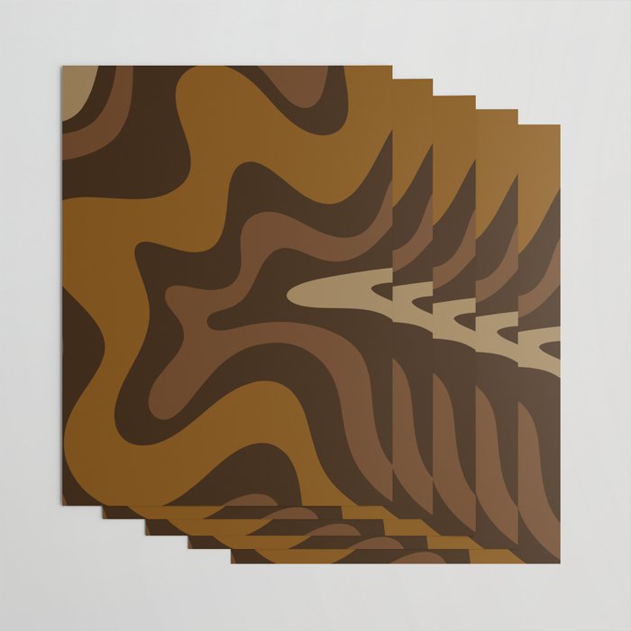 Retro Liquid Swirl Abstract Pattern Square in Brown Tones Wrapping Paper Gallery Image 3
