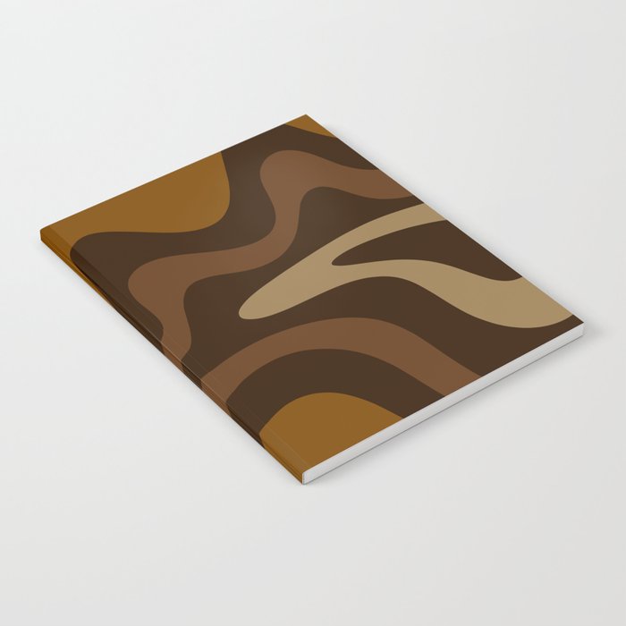Retro Liquid Swirl Abstract Pattern Square in Brown Tones Notebook Gallery Image 2