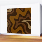 Retro Liquid Swirl Abstract Pattern Square in Brown Tones Wall Mural Gallery Image 2