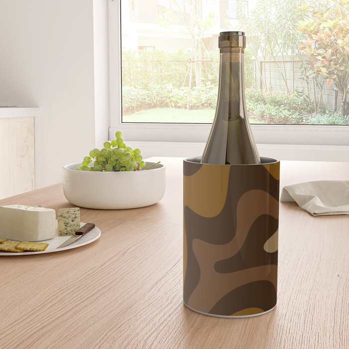 Retro Liquid Swirl Abstract Pattern Square in Brown Tones Wine Chiller Gallery Image 4