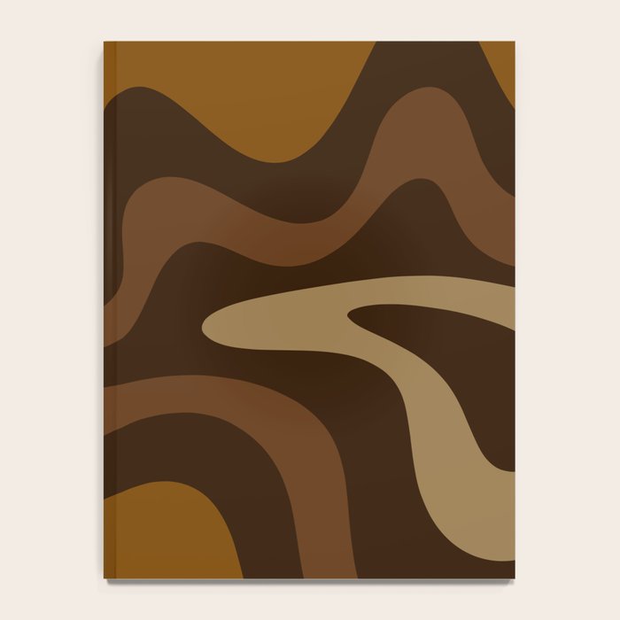 Retro Liquid Swirl Abstract Pattern Square in Brown Tones Notebook Gallery Image 4