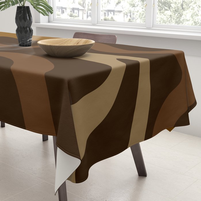 Retro Liquid Swirl Abstract Pattern Square in Brown Tones Tablecloth Gallery Image 3