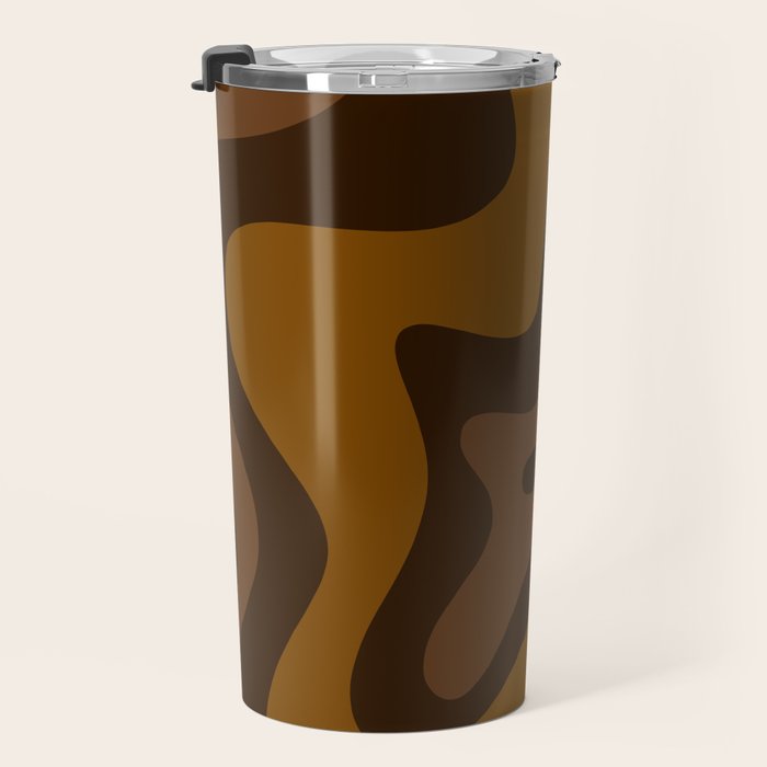 Retro Liquid Swirl Abstract Pattern Square in Brown Tones Travel Mug Gallery Image 3