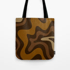 Retro Liquid Swirl Abstract Pattern Square in Brown Tones Tote Bag Gallery Image 1