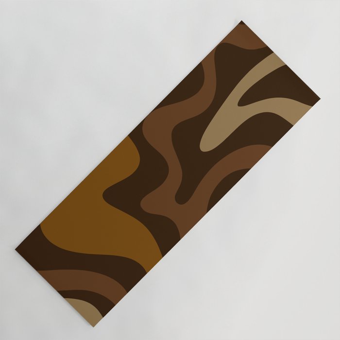 Retro Liquid Swirl Abstract Pattern Square in Brown Tones Yoga Mat Gallery Image 1
