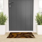 Retro Liquid Swirl Abstract Pattern Square in Brown Tones Welcome Mat Gallery Image 3