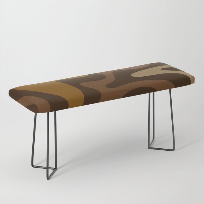 Retro Liquid Swirl Abstract Pattern Square in Brown Tones Bench Gallery Image 1