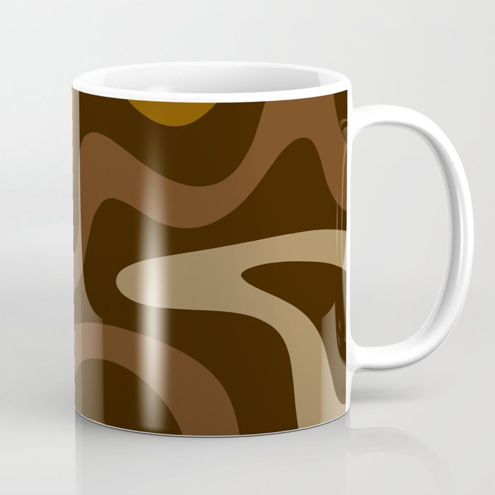 Retro Liquid Swirl Abstract Pattern Square in Brown Tones Coffee Mug Gallery Image 1