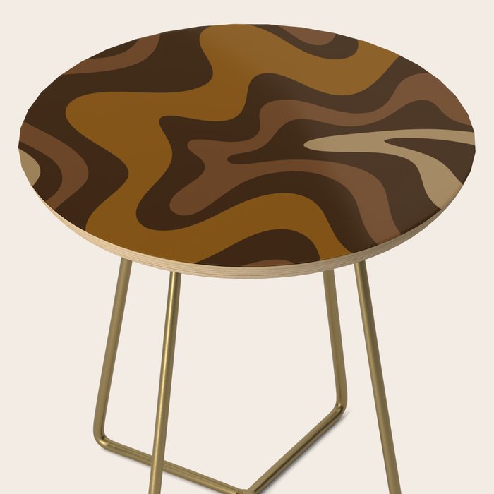 Retro Liquid Swirl Abstract Pattern Square in Brown Tones Side Table Gallery Image 2