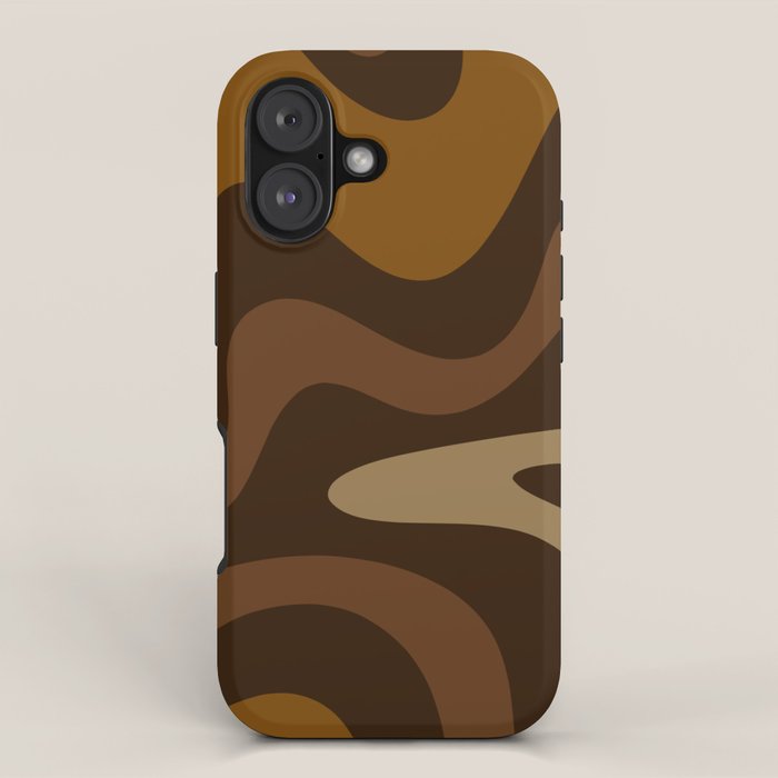 Retro Liquid Swirl Abstract Pattern Square in Brown Tones iPhone Case Gallery Image 1