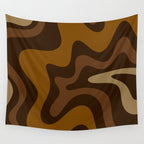 Retro Liquid Swirl Abstract Pattern Square in Brown Tones Wall Tapestry Gallery Image 4