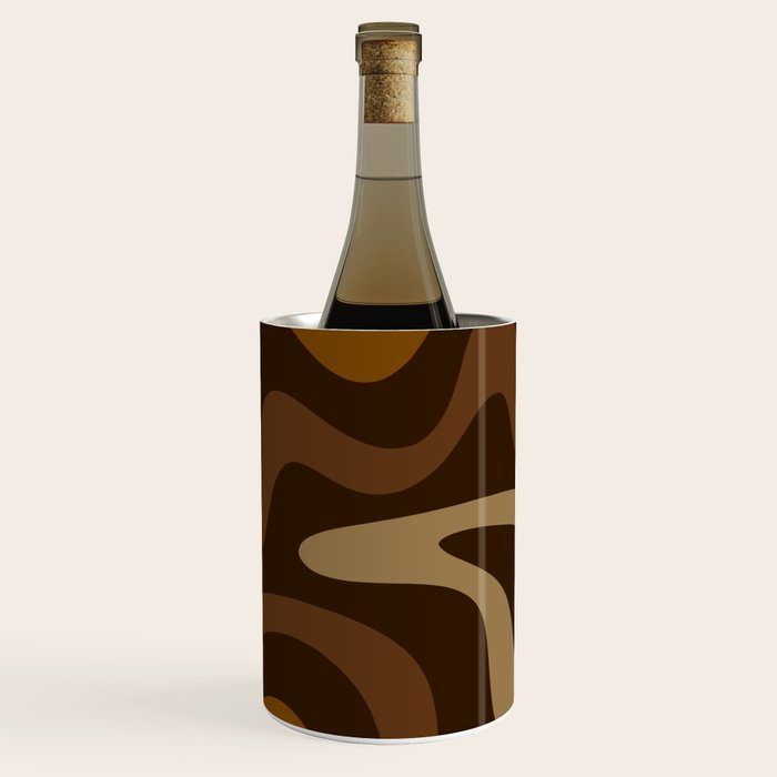 Retro Liquid Swirl Abstract Pattern Square in Brown Tones Wine Chiller Gallery Image 3