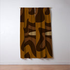 Retro Liquid Swirl Abstract Pattern Square in Brown Tones Window Curtain Gallery Image 3