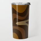 Retro Liquid Swirl Abstract Pattern Square in Brown Tones Travel Mug Gallery Image 2