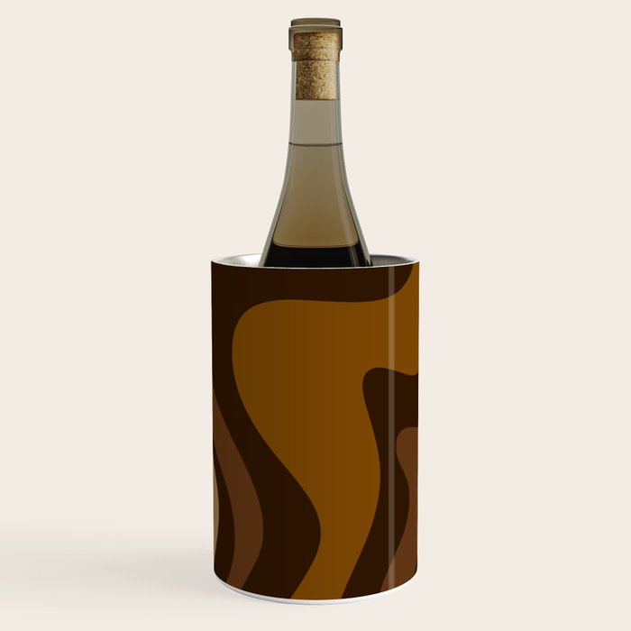 Retro Liquid Swirl Abstract Pattern Square in Brown Tones Wine Chiller Gallery Image 2