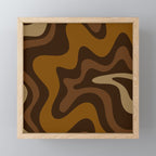 Retro Liquid Swirl Abstract Pattern Square in Brown Tones Mini Art Print Gallery Image 1
