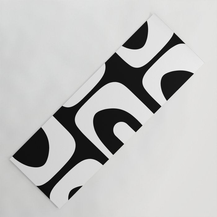 Mid Century Modern Black and White Piquet Abstract Pattern Yoga Mat Gallery Image 1