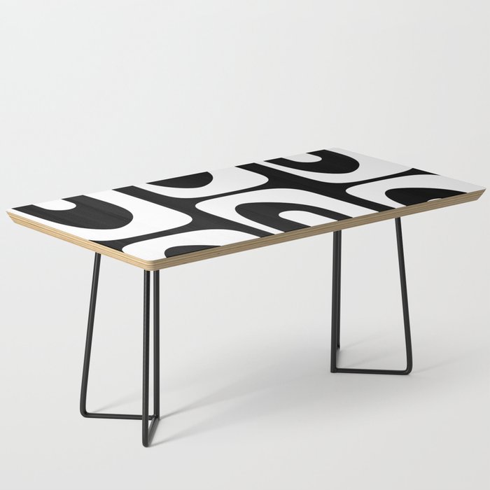 Mid Century Modern Black and White Piquet Abstract Pattern Coffee Table Gallery Image 1