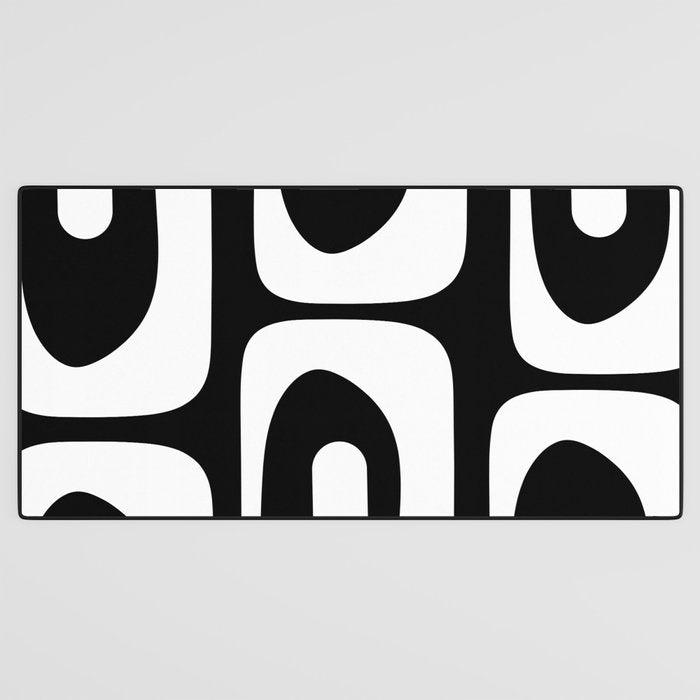 Mid Century Modern Black and White Piquet Abstract Pattern Desk Mat Gallery Image 3