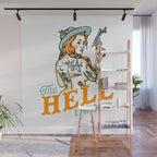 The Hell I Won't: Tattoo Redhead With A Revolver Wall Mural Gallery Image 1