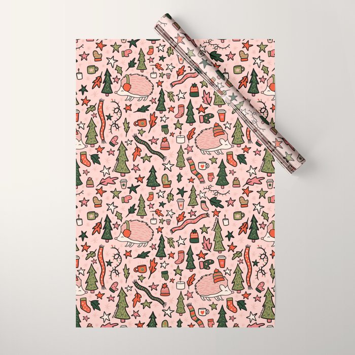 Hedgehog in Winter Print Wrapping Paper Gallery Image 1