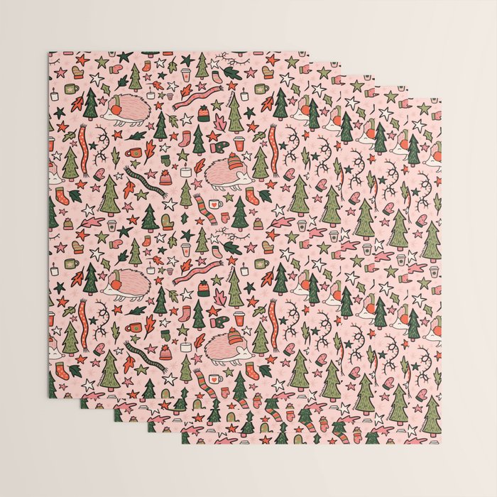 Hedgehog in Winter Print Wrapping Paper Gallery Image 3