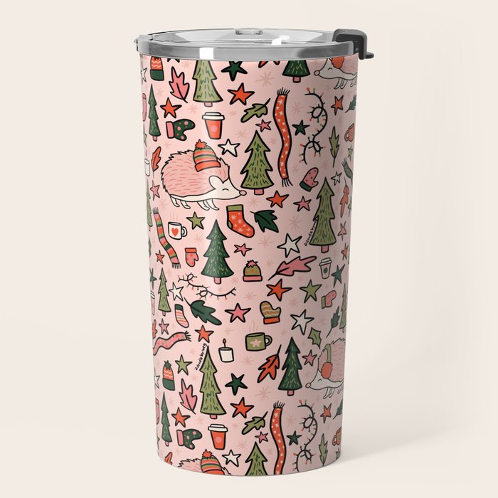 Hedgehog in Winter Print Travel Mug Gallery Image 2