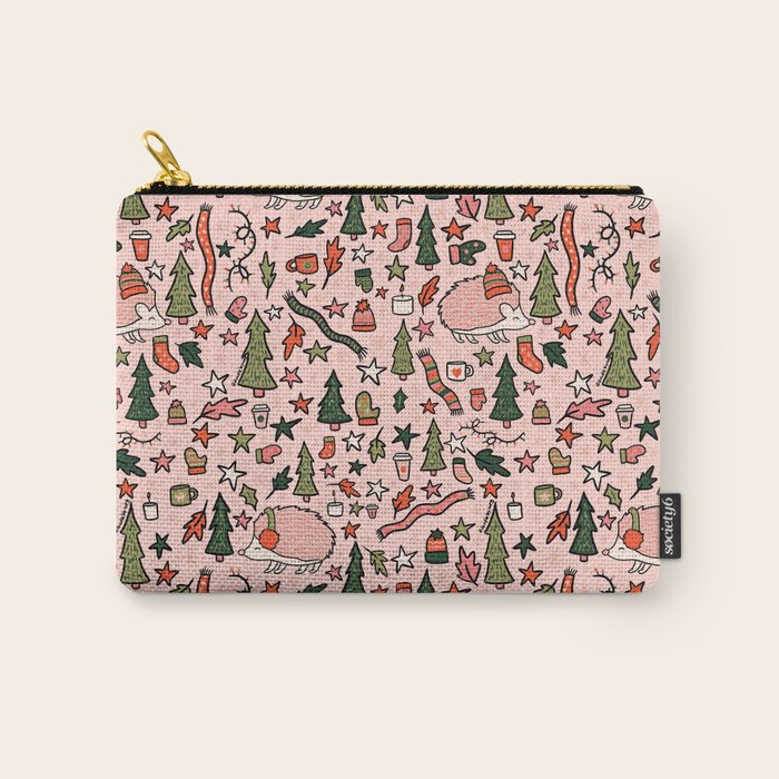 Hedgehog in Winter Print Carry All Pouch Gallery Image 1