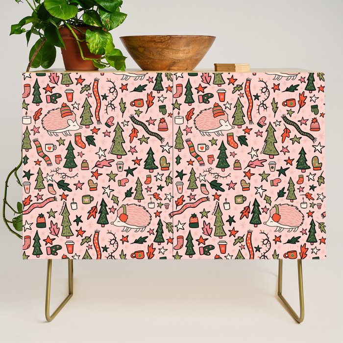 Hedgehog in Winter Print Credenza Gallery Image 1
