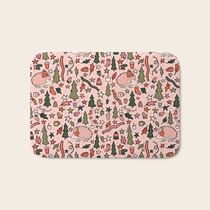 Hedgehog in Winter Print Bath Mat Gallery Image 1