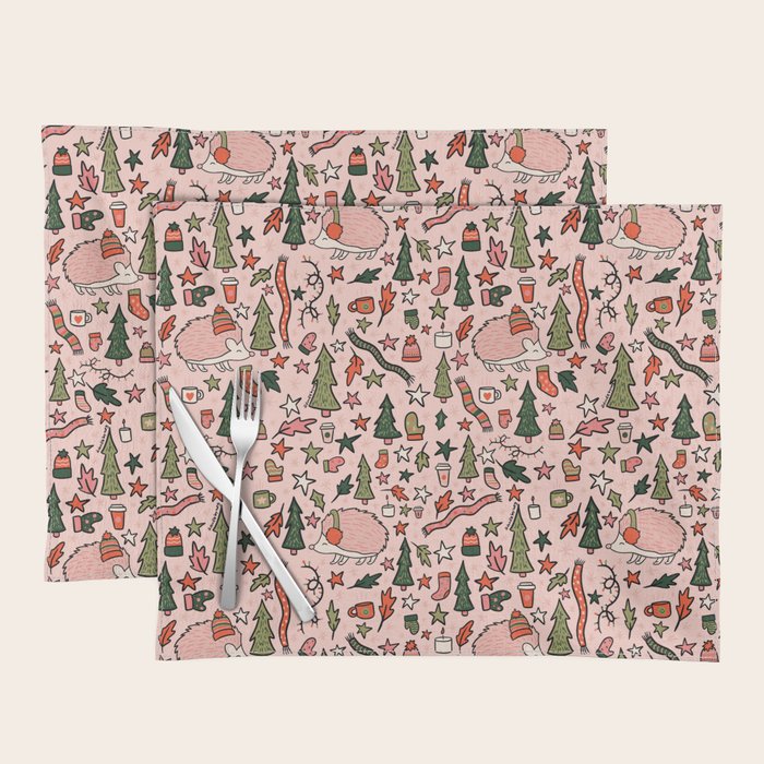 Hedgehog in Winter Print Placemat Gallery Image 1