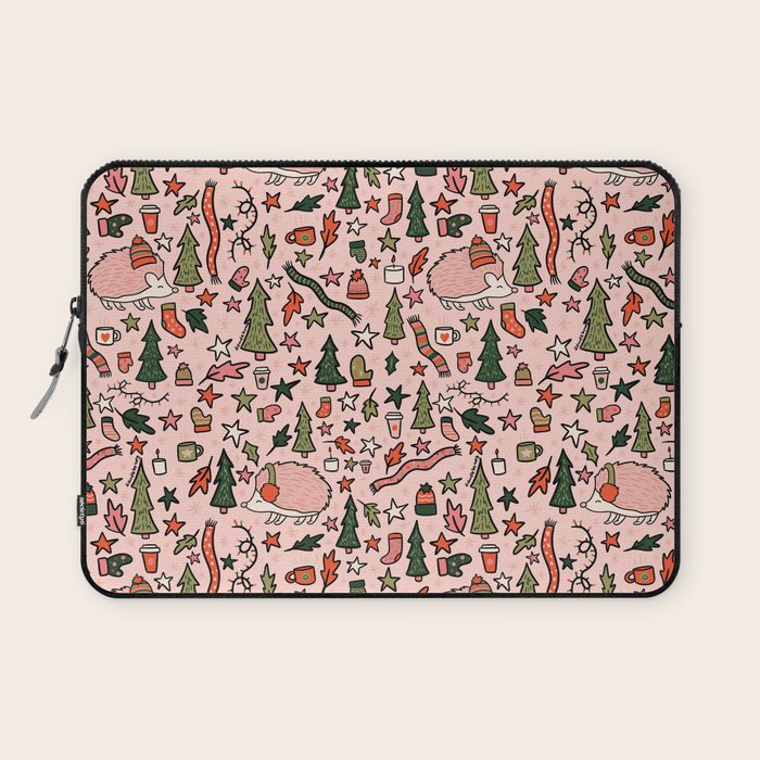 Hedgehog in Winter Print Laptop Sleeve Gallery Image 1