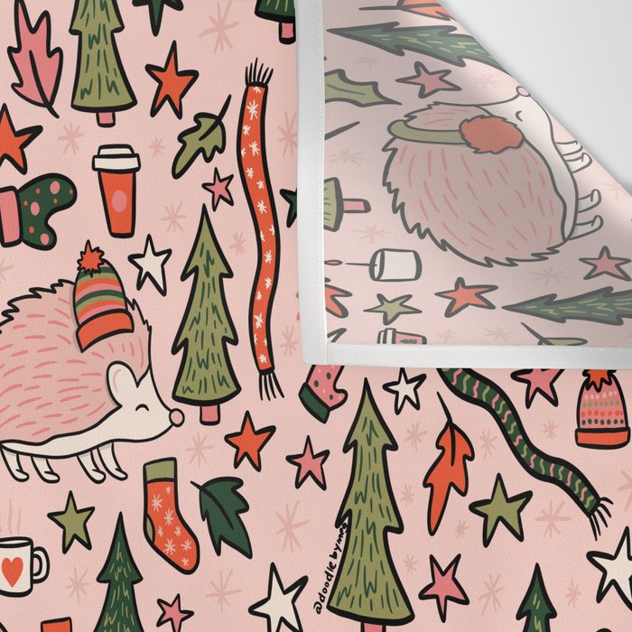 Hedgehog in Winter Print Wall Tapestry Gallery Image 3