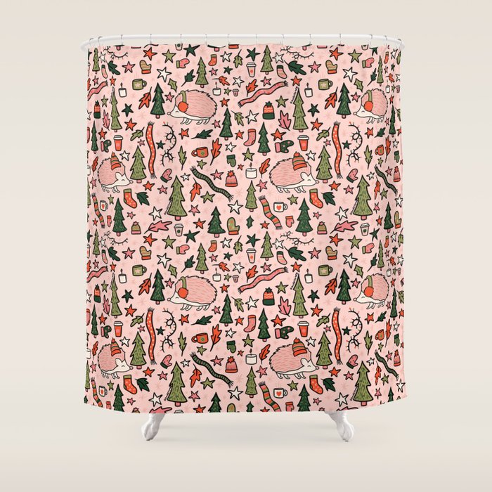 Hedgehog in Winter Print Shower Curtain Gallery Image 1
