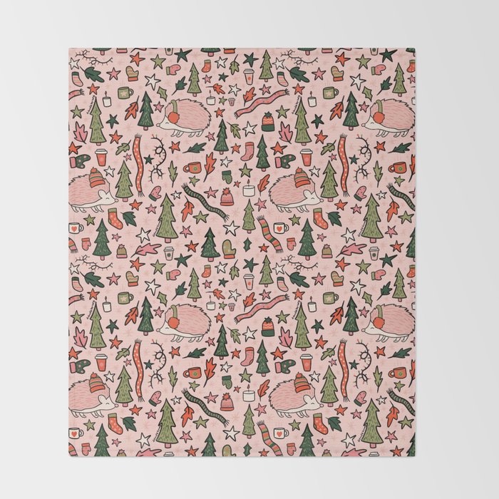 Hedgehog in Winter Print Throw Blanket Gallery Image 2