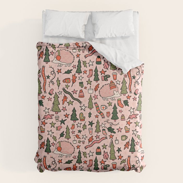 Hedgehog in Winter Print Duvet Cover Gallery Image 1