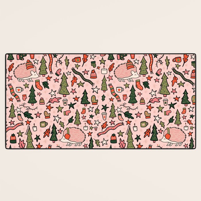 Hedgehog in Winter Print Desk Mat Gallery Image 3