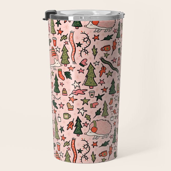 Hedgehog in Winter Print Travel Mug Gallery Image 3