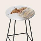 Highland Cow in a Wooden Bathtub, Cow Taking a Bath, Bathtub Animal Art Print By Synplus Stool Gallery Image 2