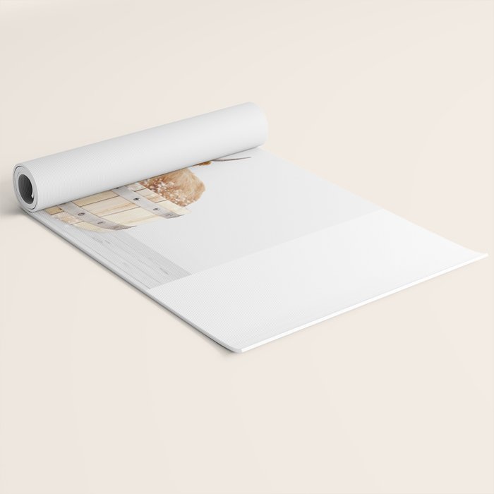 Highland Cow in a Wooden Bathtub, Cow Taking a Bath, Bathtub Animal Art Print By Synplus Yoga Mat Gallery Image 2