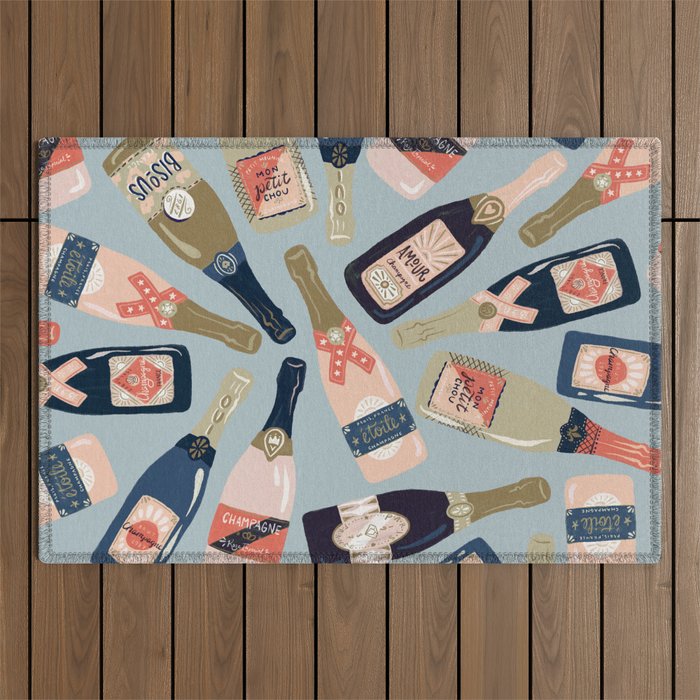 French Champagne Collection â Navy & Coral Outdoor Rug Gallery Image 1