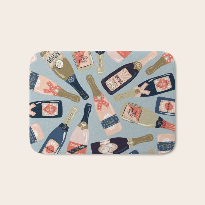 French Champagne Collection - Navy & Coral Bath Mat Gallery Image 1