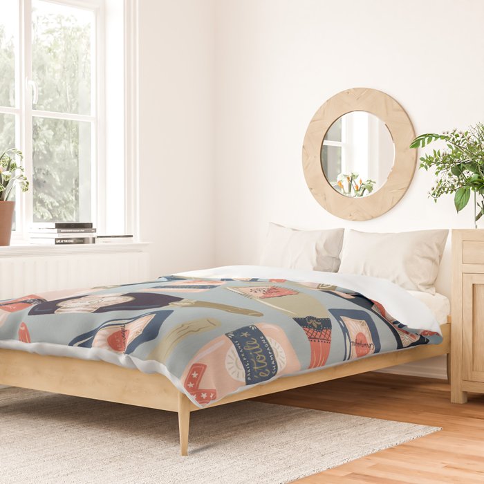 French Champagne Collection - Navy & Coral Duvet Cover Gallery Image 2
